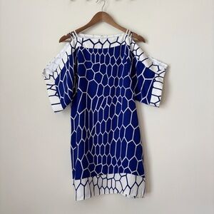 Alice & Trixie Cold Shoulder Silk Dress Small Geometric Print Cocktail